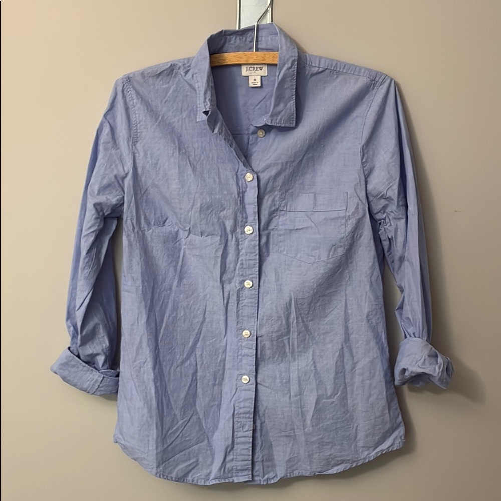 J. Crew Blue Cotton Shirt with Button Down Styling, Size S